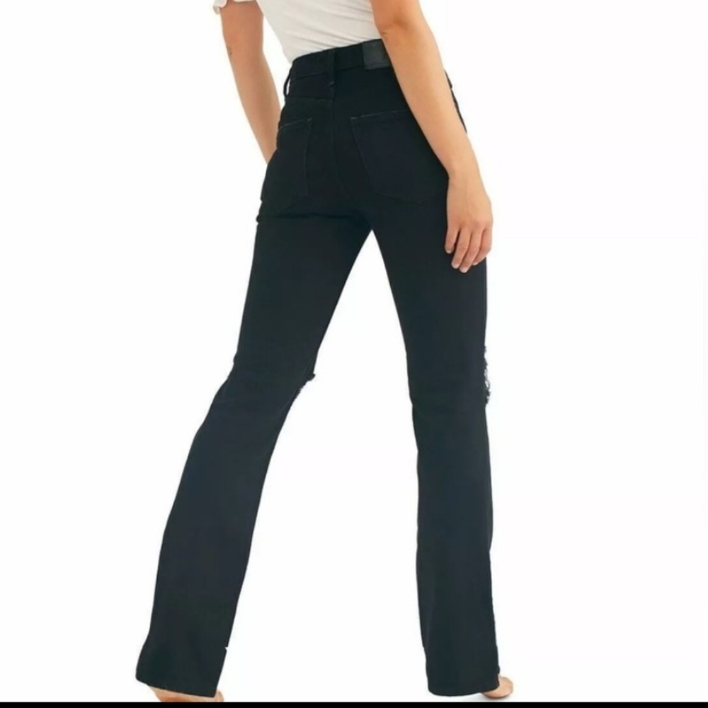 Free People Wide Leg Boot Cut Jeans Denim My Own Lane Going Out Rodeo Festival - Picture 2 of 15